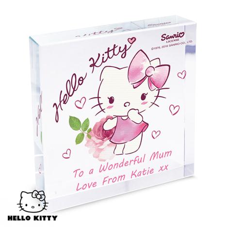 Personalised Hello Kitty Pink Blush Large Crystal Block £19.99